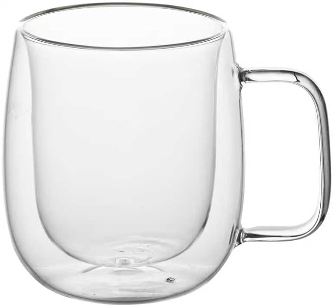 Double Wall Glasses, 14 OZ Insulated Mugs with Handle, Perfect for Tea, Coffee, Water, and More (Set of 2)