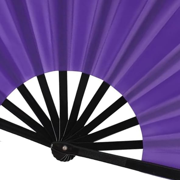 Huralona 5 Pack Large Folding Hand Clap Fan Fabric Rave Popping Fans Chinese Kung Fu Tai Chi Hand Fan Festival Dance Gift Performance Decorations (10 Pack-Purple)