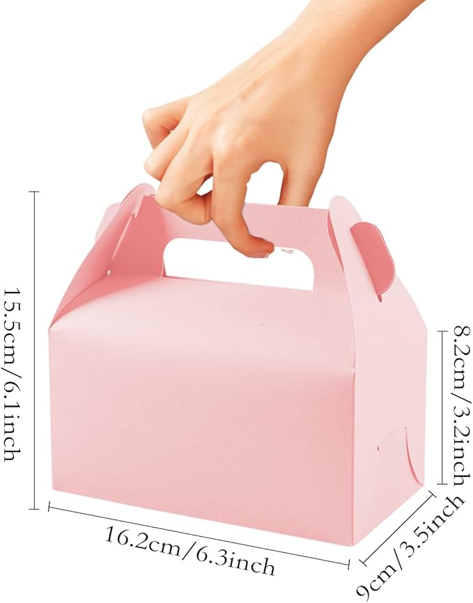 Lainrrew 30 Pcs Gable Candy Treat Boxes, Small Goodie Boxes ,Kraft Paper Gift Box for Christmas Party Decorations Birthday Party Favors (Pink)
