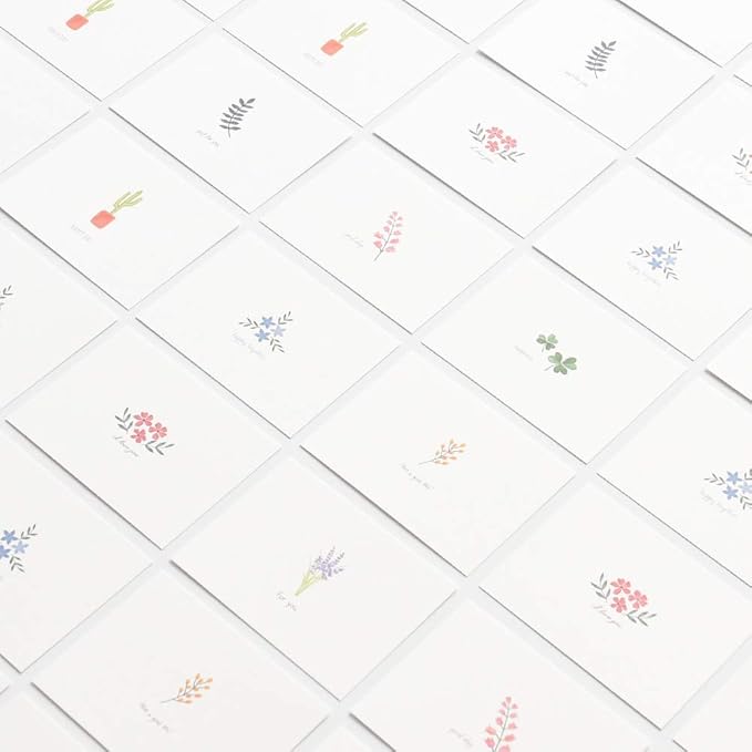 Monolike Message Little Garden Card - Mix 40 Mini Single cards, 20 envelopes Package