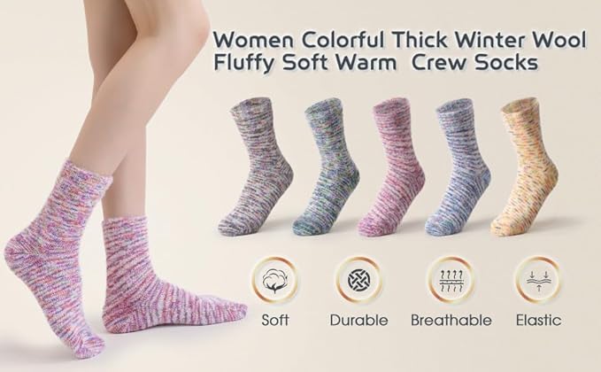 SISOSOCK Fuzzy Cozy Warm Socks for Women-Winter Home Thick Wool Soft Sleeping Socks-Perfect Gifts for Women