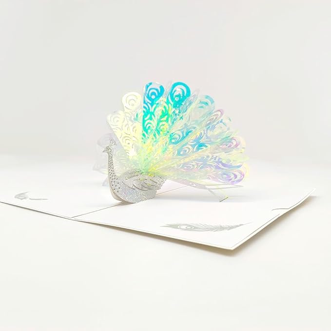 Joyvine 3D pop-up butterfly greeting cards, celebration cards, gratitude cards, rehabilitation greeting cards, suitable for Mother's Day, Father's Day, Thanksgiving, birthdays, anniversaries, with notes and envelopes (White Peacock)