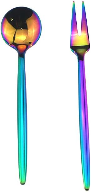 Gugrida 6-Piece Tea spoons 18/10 Stainless Steel Luxury Mirror Polished Rainbow Colorful Coffee Spoon Milk Spoon Child Spoon Silverware Flatware Cutlery