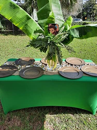 FORLIFE 4Pack Spandex Table Covers,Fitted Tablecloth for Rectangular Tables, Stretch Patio Table Covers, Universal Spandex Table Cover for Wedding, Banquet, Party (6ft, Emerald)