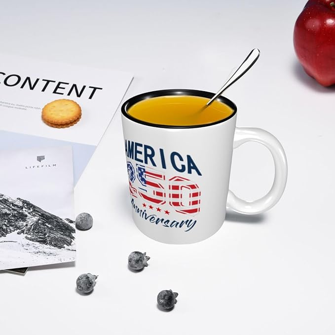 USA 250TH 3 250th 11oz Ceramic Mug Cute Coffee Mugs Tea Cup with Handle for Office and Home Gift for Men Women