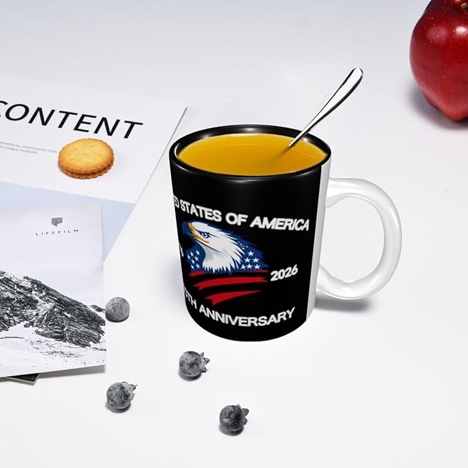 The USA Black 1 250th 11oz Ceramic Mug Cute Coffee Mugs Tea Cup with Handle for Office and Home Gift for Men Women