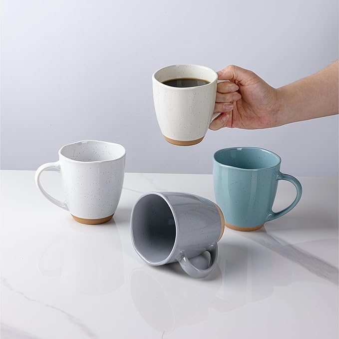 AmorArc 12oz Coffee Mugs, Ceramic Coffee Mugs set of 4 for Man, Woman, Dad, Mom, Modern Coffee Mugs with handle for Latte/Cappuccino/Milk/Cocoa. Dishwasher&Microwave Safe,Multi-Color