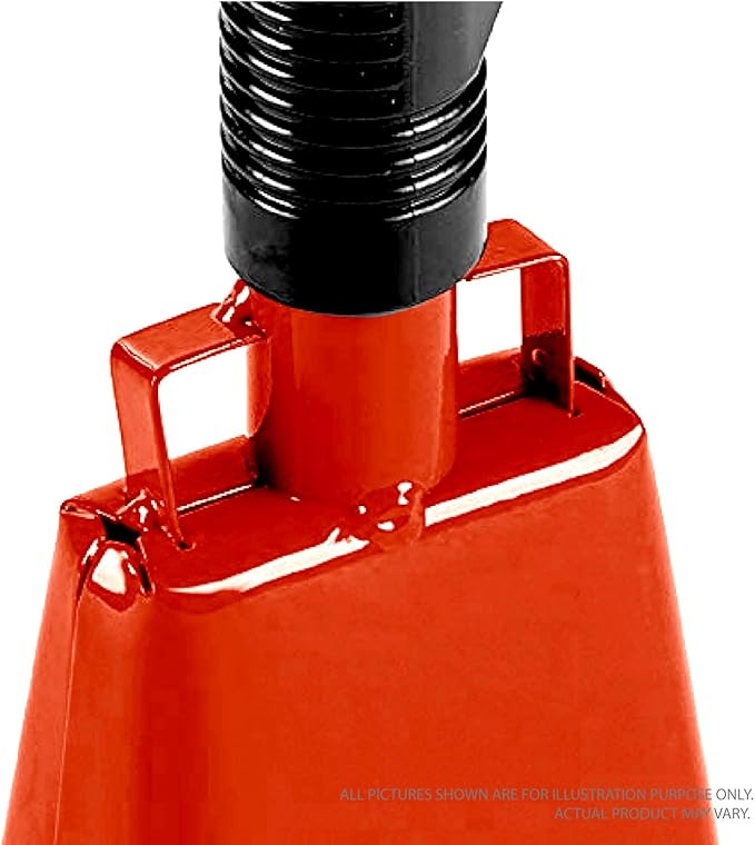 Deke Home - 2 Pack 10 Inch Steel Cowbells with Handle, Loud Noise Makers for Football, Sports, Parties, Competitions, School Spirit & Safety, Large Hand Bell for Cheering & Percussion Instrument