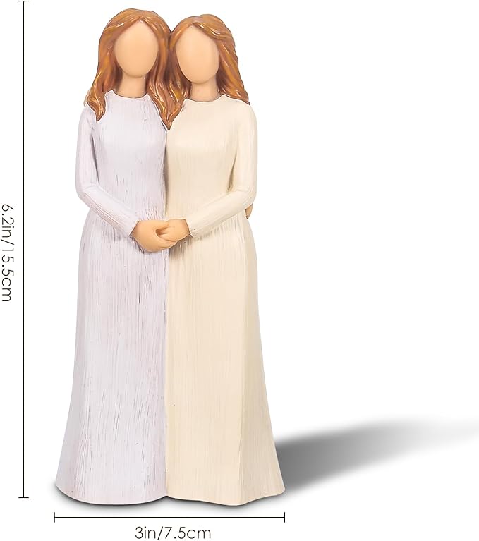 Sister Figurines, Love My Sisters Friends Forever, 2 Women 6.2” Sculpted Hand-Painted Figures Gifts for Christmas Birthday (Sister)