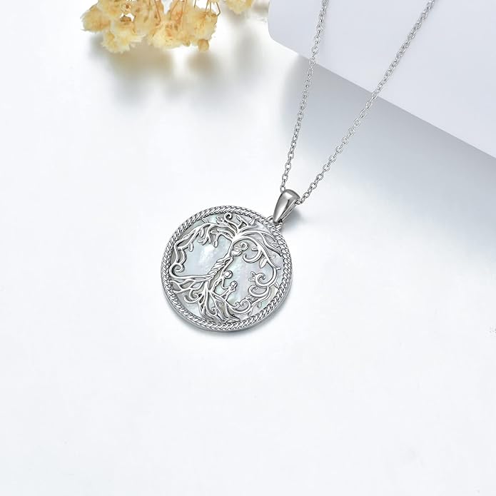 TOUPOP Gifts for Mom Tree of Life Mother Necklace 925 Sterling Silver Mother and Daughter/Son Jewelry Valentines Day Birthday Gifts for Women Grandma Wife