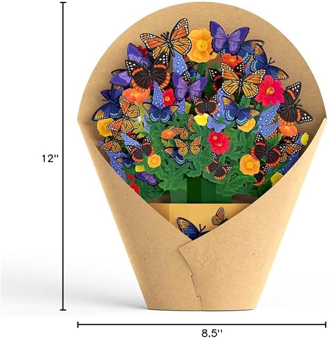 Lovepop Everyday Pop-Up Card for Her and Him - 3D Pop-Up Bouquet Greeting Cards for Men, Women - Lavender Butterfly - 12" x 8.5" Floral Bouquet - Blank Note Card Included