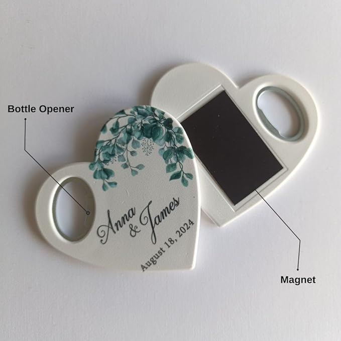 20 PCS Personalized Wedding Favors Bottle Openers - Custom Wedding Gifts for Guests with Thank You Cards, Memorable Thank You Gift for Celebrating Your Special Day (Heart)