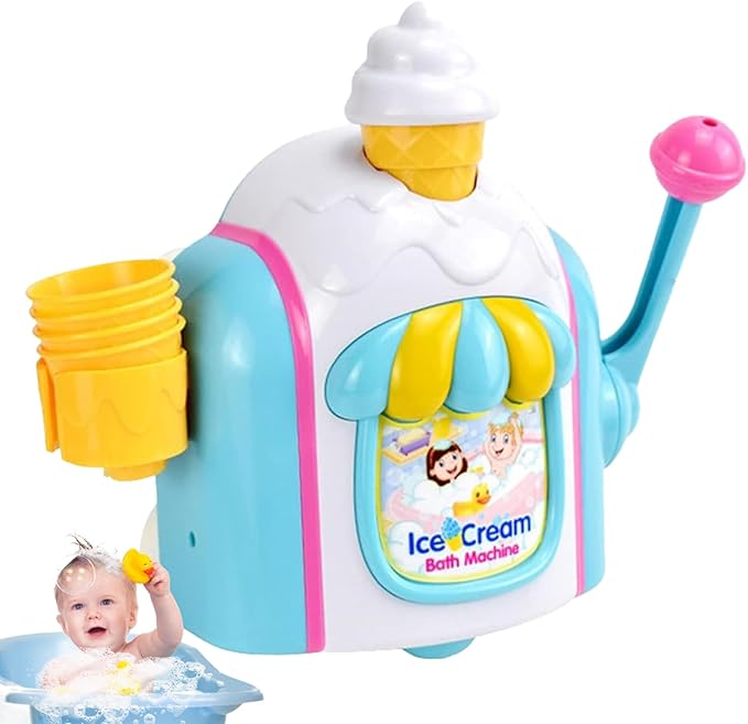 Bubble Maker for Bathtub - Kid Ice Cream Foam Maker,Bubble Blower Machine Toy for Kids Bathtub Shower Christmas Birthday Fun Enjoyment