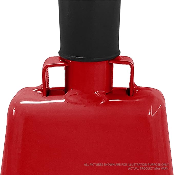Deke Home - 2 Pack 7 Inch Steel Cowbells with Handle, Loud Noise Makers for Football, Sports, Parties, Competitions, School Spirit & Safety, Large Hand Bell for Cheering & Percussion Instrument