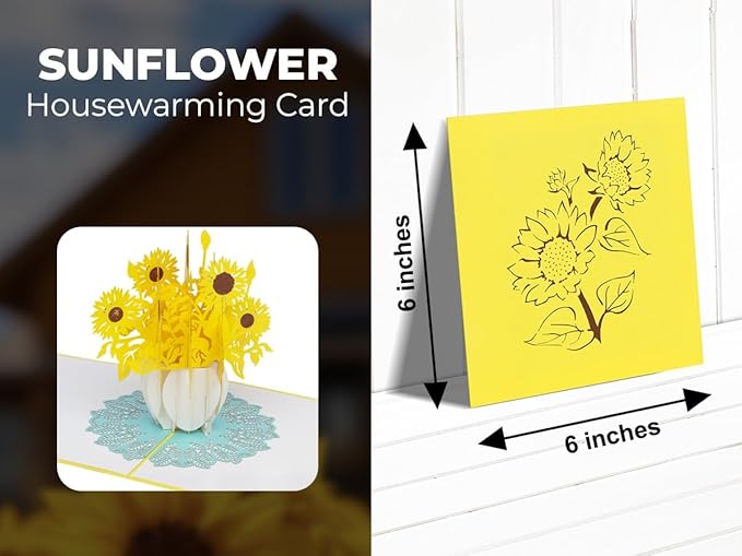 iGifts And Cards Inspirational Sunflowers 3D Pop-Up Card β Sunflower Bouquet in White Vase β Friendship, Thinking of You, Welcome Home, Housewarming, Encouragement Gift β 6 x 6 Handmade Floral Card
