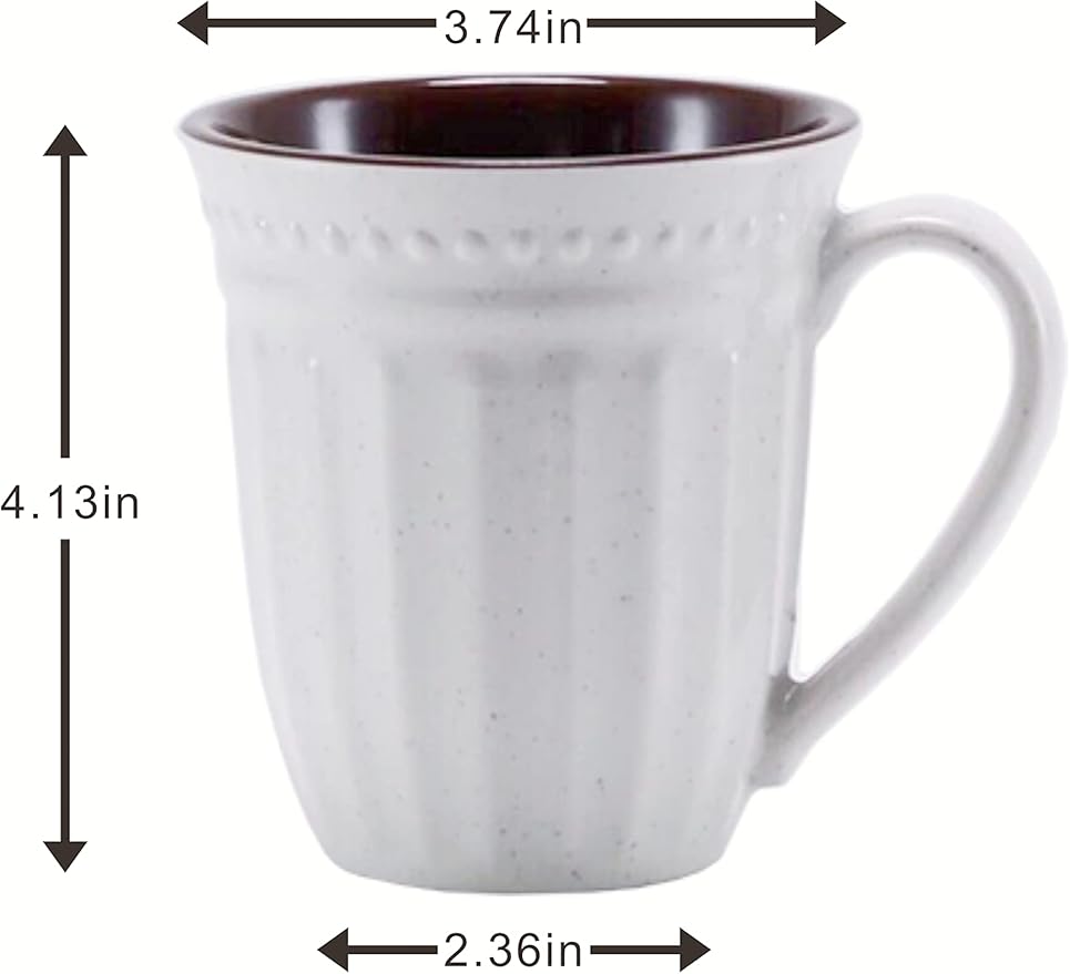 Melamine Coffee Cups of 6, 12oz Camping Mug with Handle, Lightweight and Unbreakable Cups kind to kids, Reusable Mugs Set for Tea, Dishwasher Safe, Ideal for Party RV Gift(Off White)