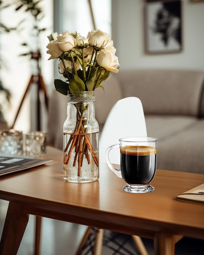 LUXU 24 OZ Glass Coffee Mugs(1 PACK),Large Clear Coffee Mug,Glass Mugs With Handles for Hot and Cold Beverages, Cappuccino, Latte,Juice,Milk,Hot Chocolate,Beer Mug