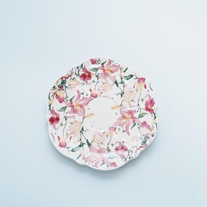 Bone China Tea Cup and Saucer Set with Spoon,Elegant Floral Tea Cup Set (7 oz),British Coffee Latte Mug for Mother's Day Gifts