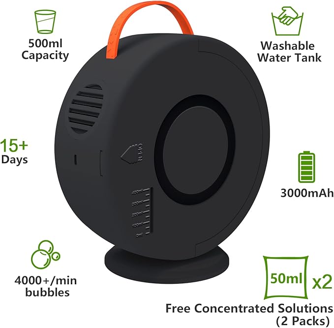 Bubble Machine for Kids Toddlers,Automatic Bubble Blower Rechargeable, 90° 360° Auto Rotatable Portable Bubble Maker Electric Bubbles Toy for 3 4 5 6 7 8 Year Old, Outdoor Wedding Party Gifts