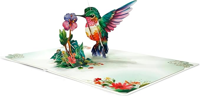 CUTPOPUP Hummingbird Birthday Card Pop Up, Mothers Day, 3D Popup Greeting Card (Hummingbird Purple Flower)