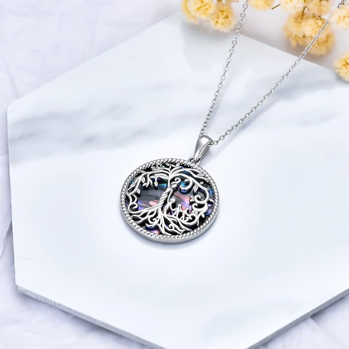 TOUPOP Gifts for Mom Tree of Life Mother Necklace 925 Sterling Silver Mother and Daughter/Son Jewelry Valentines Day Birthday Gifts for Women Grandma Wife