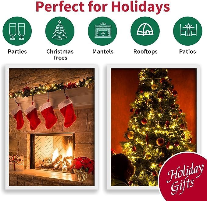 LAMPHOME 60 LED Warm White String Light - LED Christmas Lights, Mini led Lights for Indoor Outdoor Home Holiday Party Wedding Independence Day Decoration