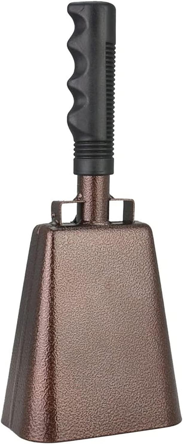 WMM 2 Pack 12 Inch Steel Cowbell with Handle Cheering Bell for Sports Events Large Solid School Bells & Chimes Percussion Musical Instruments Call Bell Alarm(Copper)