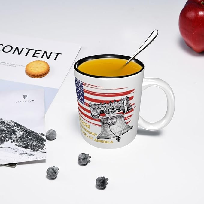 USA Flag 3 250th 11oz Ceramic Mug Cute Coffee Mugs Tea Cup with Handle for Office and Home Gift for Men Women