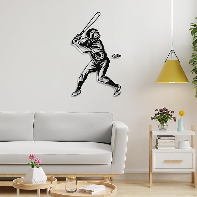 Paquesta Metal Baseball Wall Decor for Boys Room Sports Wall Art Base ball Sign Accessories for Boys Bedroom Gift for Boy (Baseball Wall Decor B)