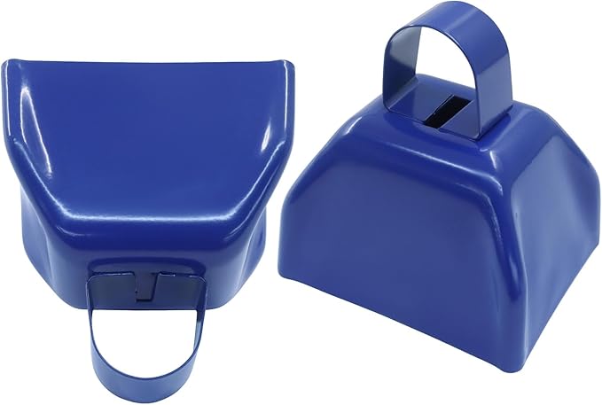 15 Pack 3 Inch Blue Metal Cowbells -Cowbells Noise Makers Hand Percussion Cow Bells Loud Cowbells with Handle for Sports Games,Weddings and Parties