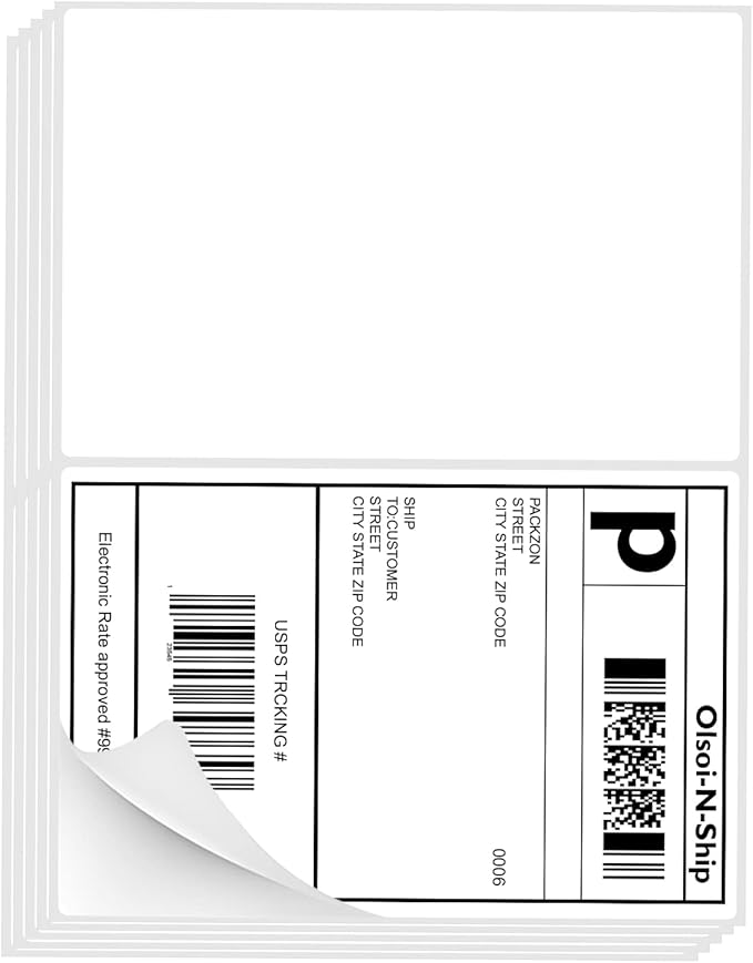 8-1/2"×5-1/2" Shipping Labels 60 Labels Sticker Paper for Laser/Ink Jet Printer mailing Labels 8.5"×11" White 2 per Sheet