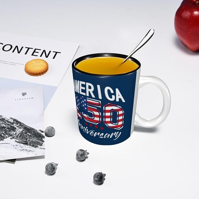 USA 250TH 1 250th 11oz Ceramic Mug Cute Coffee Mugs Tea Cup with Handle for Office and Home Gift for Men Women
