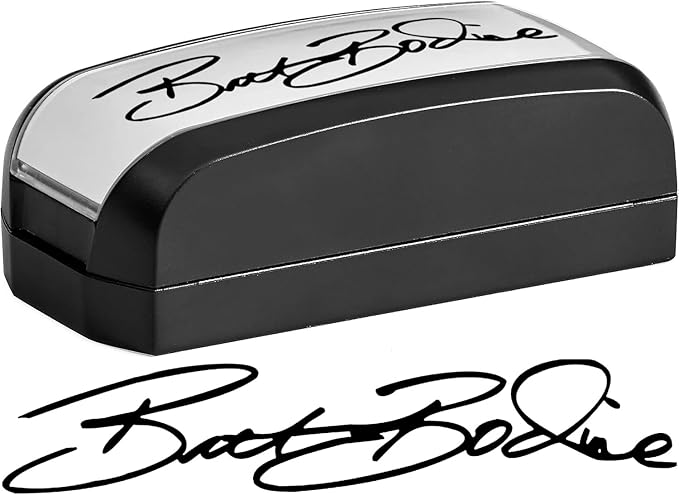 MaxMark Custom Signature Stamp - Medium Size Pre-Inked Pocket Stamp Customized with Your Signature