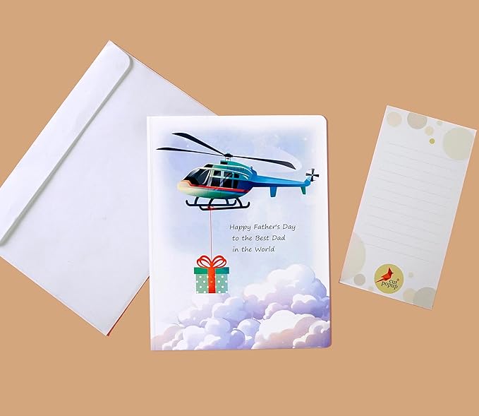 CUTPOPUP Helicopter, Fathers Day Card Pop Up, 3D Birthday Greeting, Father's Day Card for Grandpa, Dad, Godfather, Husband, Son (Helicopter) SD242US1520