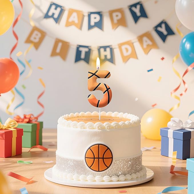 Basketball Number 80 Birthday Candles, Basketball Themed Cake Topper for Boys Girls, Cake Decorations for Birthdays, Sports Theme Party Supplies, Candles for Party Decorations