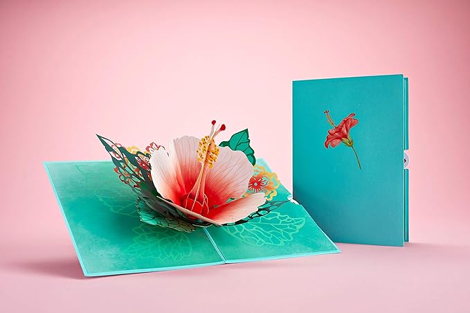 Lovepop Hibiscus Bloom Pop Up Card, 5x7-3D Greeting Card, Pop Up Paper Flower Card, Mother's Day Pop Up Card, Card for Mom, Wife or Friend, Pop Up Anniversary Card, Thinking of You
