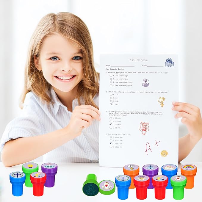 Cinrobiye 24 PCS Christian Party Stampers,Religious Bible Favors for Boys Girls, Easter Nativity Party Supplies, Classroom Rewards, Carnival Prizes, Goodie Bag & Pinata Fillers