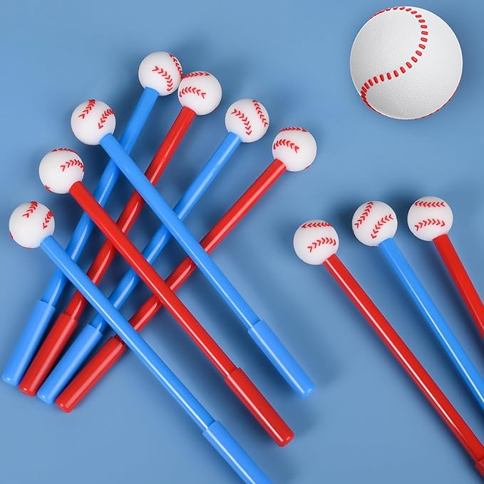 LiYiQ 50 Pcs Baseball Party Favor Cartoon Cute Fun Pens for Kids Kawaii Baseball Shape Gel Black Ink Pen Cute Baseball Pens for School Office Home Student Kids Present