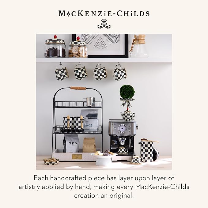 MACKENZIE-CHILDS Porcelain Mug, Tea and Coffee Mug, Black-and-White Courtly Check