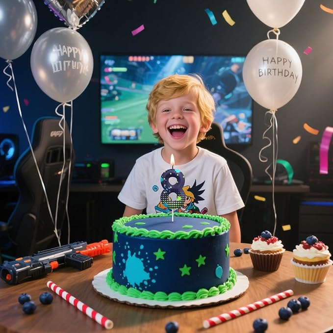 Video Game Number 70 Birthday Candles, Game Themed Cake Topper for Boys Girls, Cake Decorations for Birthdays, Gaming Theme Party Supplies, Candles for Party Decorations