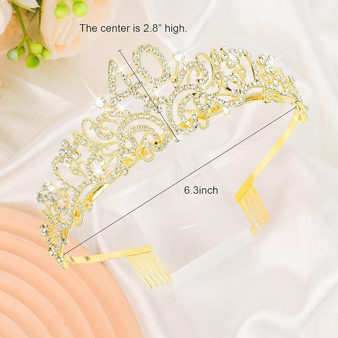 CIEHER 40th Birthday Crown + 40 & Fabulous Birthday Sash + Pearl Pin Set, Gold 40th Birthday Tiara, 40th Birthday Gifts Women Friends, 40th Birthday Decorations for Women