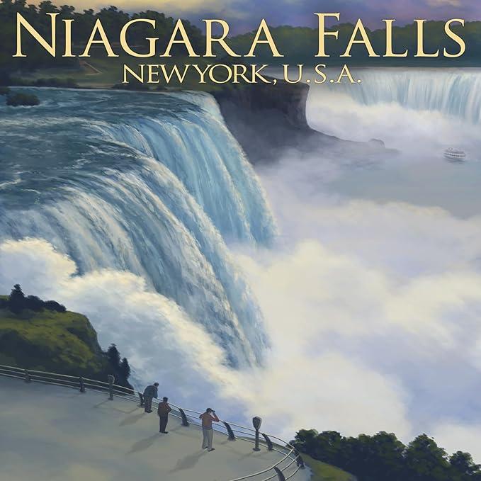 Lantern Press Niagara Falls, New York (Absorbent Ceramic Coasters Set of 4 Matching Images, Cork Back, Kitchen Table Decor)