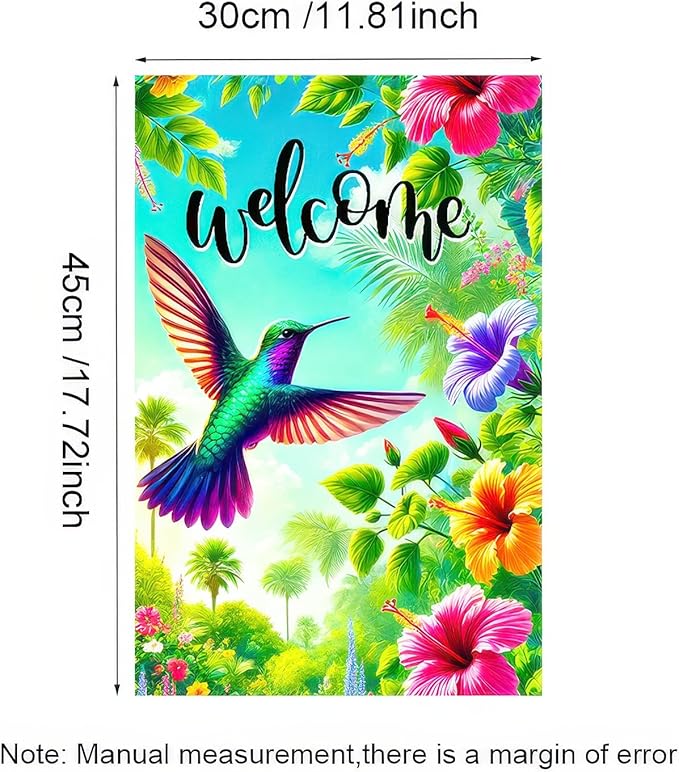 Blissyard Welcome Spring Bird Garden Flag 12x18 Double Sided Colorful Birds Flowers Yard Flags Garden Yard House Flags Outside Outdoor House Spring Summer Decoration
