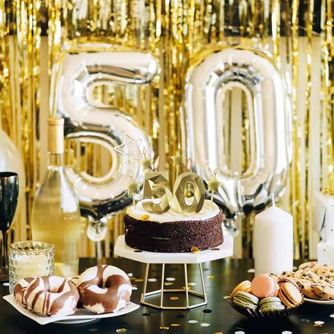 Golden Number 1 2.76 inch 3D Diamond Shaped Birthday Candles - Suitable for Birthday Parties and Anniversary Cake Decorations