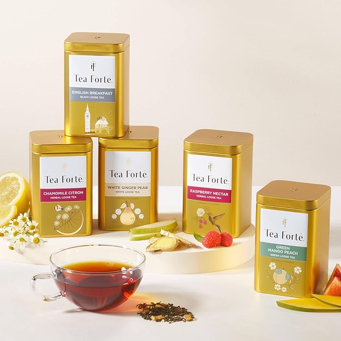 Tea Forte Moroccan Mint Premium Loose Leaf Caffeinated Green Tea Blend Canister, Makes 35-50 Servings