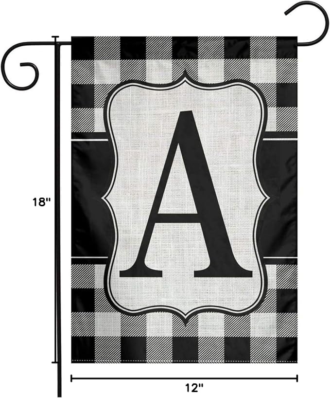 YANGHOME Monogram Initial A Burlap Garden Porch Lawn Flag Farmhouse Decorations Mailbox Decor Welcome Sign 12x18 Inch Small Mini Size Double Sided Flax Nylon Linen Fabric