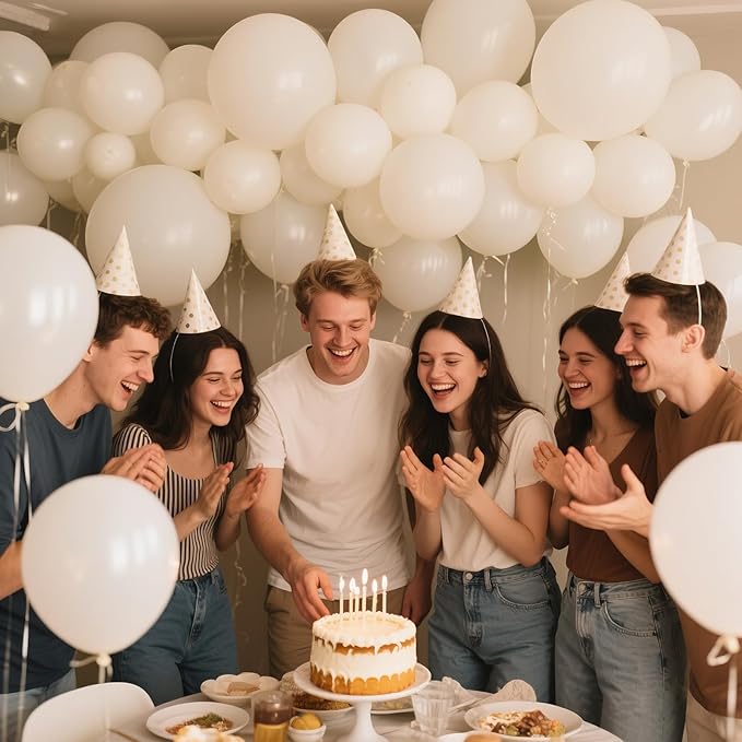 Sand White Latex Balloons 12 Inch 100 Pack Matte Latex Balloons for White Theme Birthday Party Wedding Baby Shower Decorations