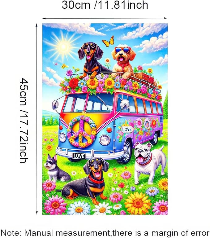 BlissYard Spring Garden Flag 12x18 Inch Double Sided Dachshund Bus Small Flags For Outside Outdoor Decor Yard Farmhouse Holiday Spring Summer Seasonal Decorations Yard Flags