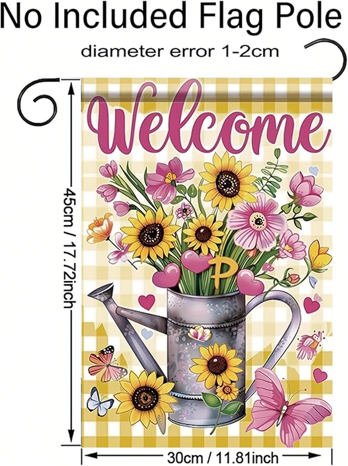 Starlit Patio Welcome Summer Spring Floral Mason Jar Garden Flag 12×18 Inch Double Sided Daisy Flowers Floral Pink Yard Flag Outside Decorations Farmhouse Outdoor Small Home Decor