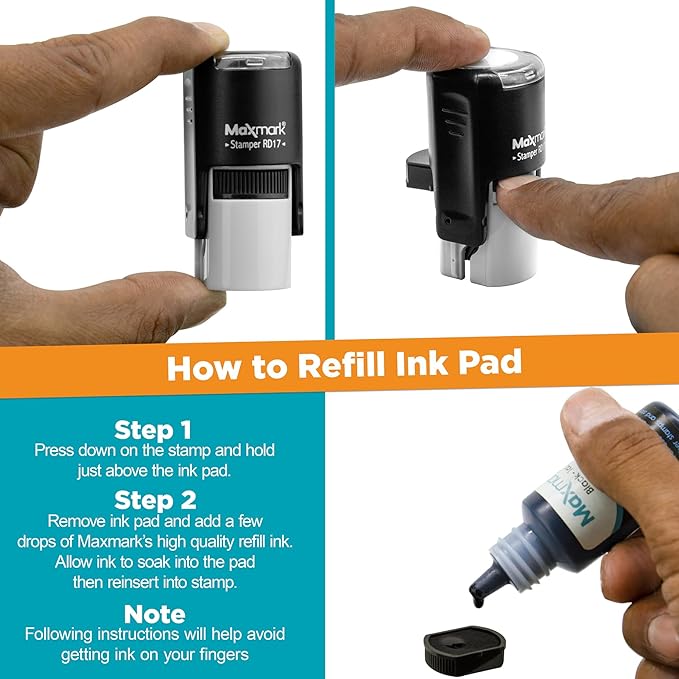 MaxMark Round Self Inking Emoji Stamp - Angry - Purple Ink
